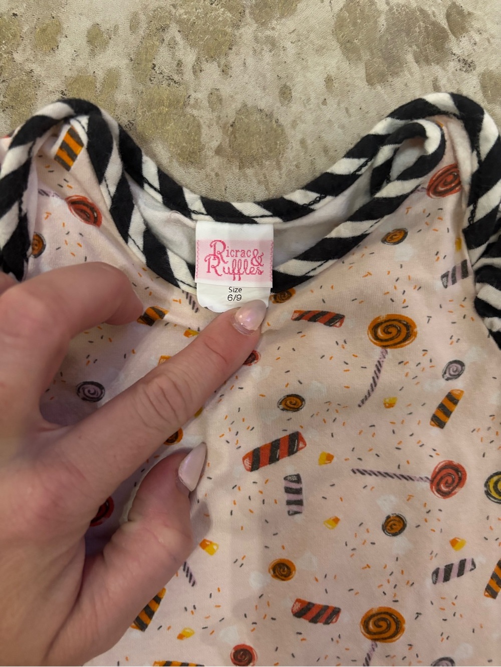 Pink Candy-Print Footie with Striped Trim and Headband - Picture 3 of 3